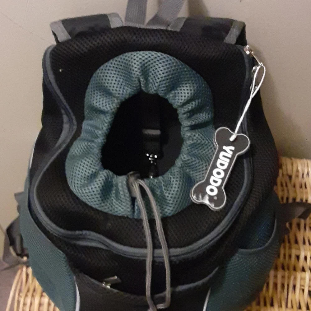 Small dog backpack very cute new there's a collar hook inside so they don't fall